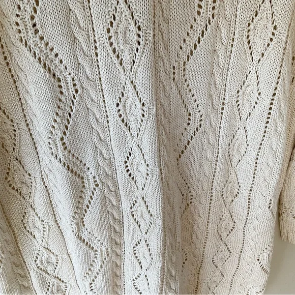 Free People New Romantics Bang Bang Knit Gold Thread Fisherman Cardigan Size S - Picture 9 of 12